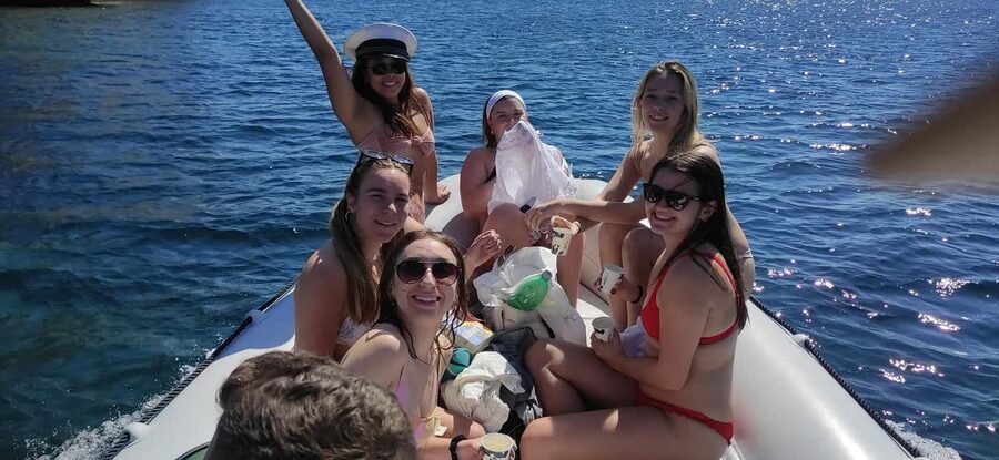 Cagliari:devil's saddle big cruise by boat drink & snack - How the swim stops work, plus the small-boat reality