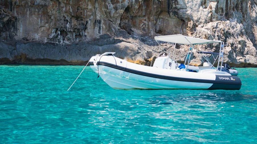 From Arbatax: RIB tour to Cala Mariolu and Cala Goloritzè - Cruise highlights: Pedra Longa, caves, and small coastal ports