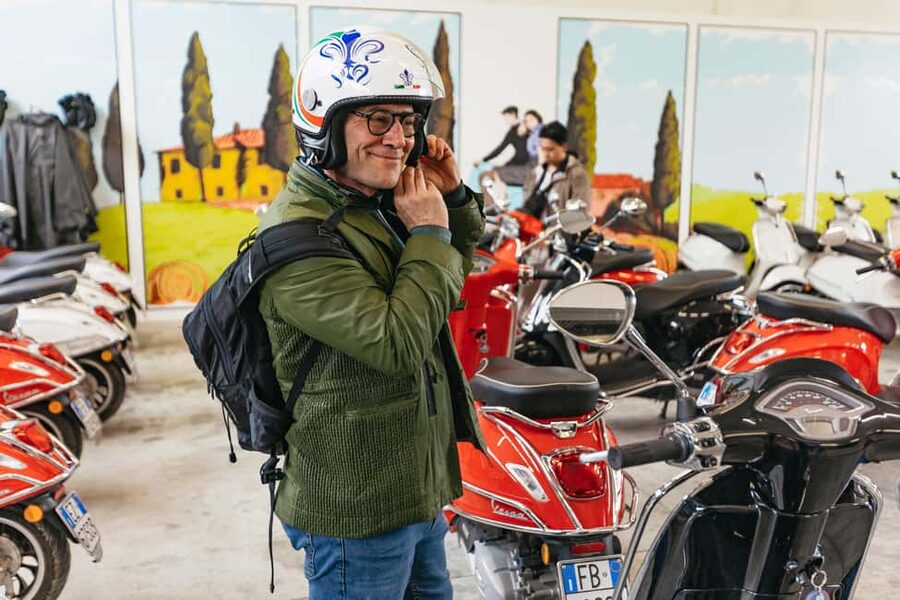 From Florence: Tuscan Countryside Vespa Tour with Tastings - Leaving Florence: riverside roads, a tree-lined avenue, and a skyline stop