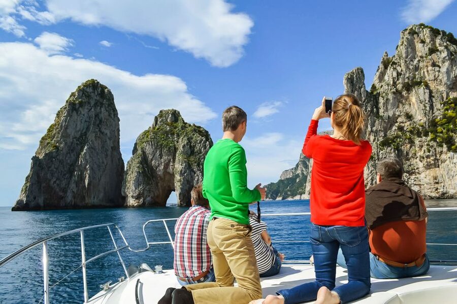 From Naples: Capri Guided Tour with Ferry Tickets & Minibus - From Naples, Molo Beverello to Capri in one smooth move