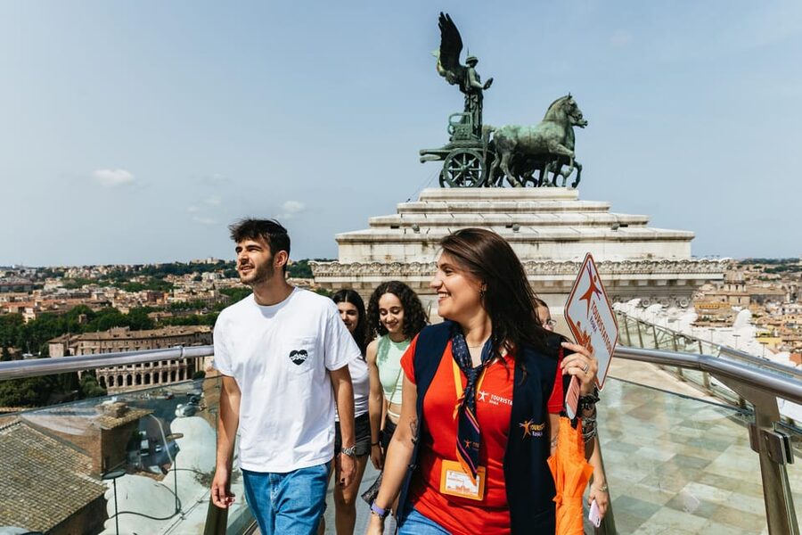 Rome: Altar of the Fatherland Elevator and Museum Tickets - The rooftop terrace under the statue: where you spot the big icons