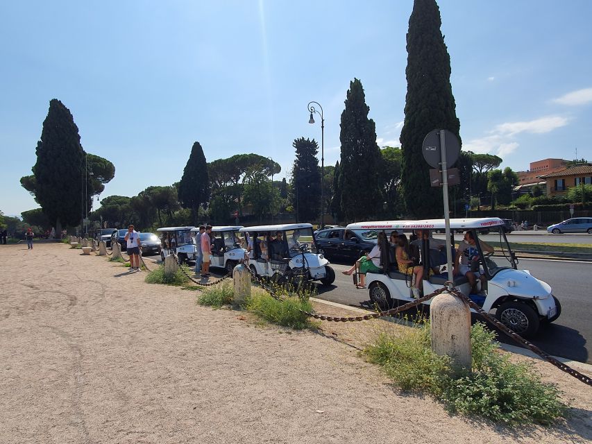 Rome: Catacombs and Appian Way Golf Cart Small-Group Tour - Colosseum area to Domine Quo Vadis: the first story stops