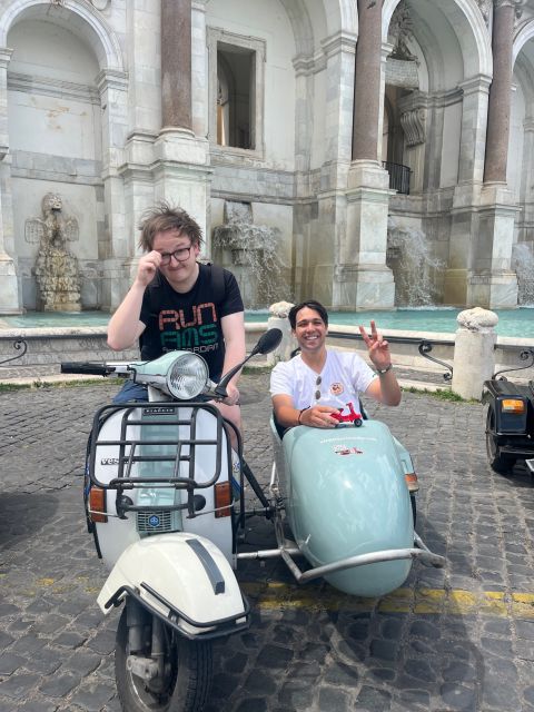 Rome: Highlights Vespa Sidecar Tour with Coffee and Gelato - Colosseum Area: Short Stop, Sharp Photos, Real Context