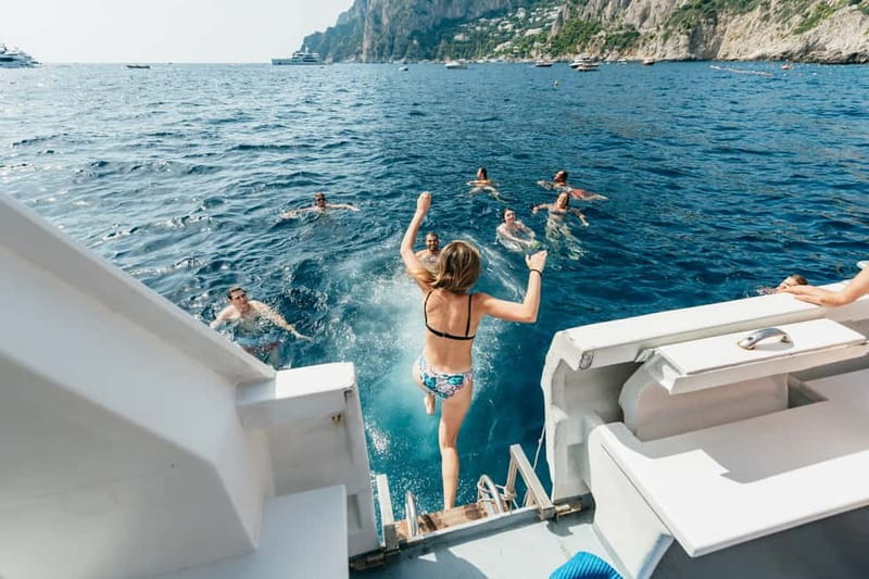 Sorrento: Coast and Capri Boat Trip with Limoncello Tasting - Cruise up the Sorrento Coast, with Vesuvius in view
