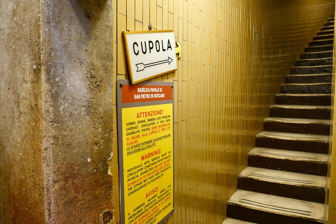 Tour of St Peter's Basilica with Dome Climb and Grottoes - Climbing to Cupola di San Pietro: stairs, close mosaics, and the top balcony