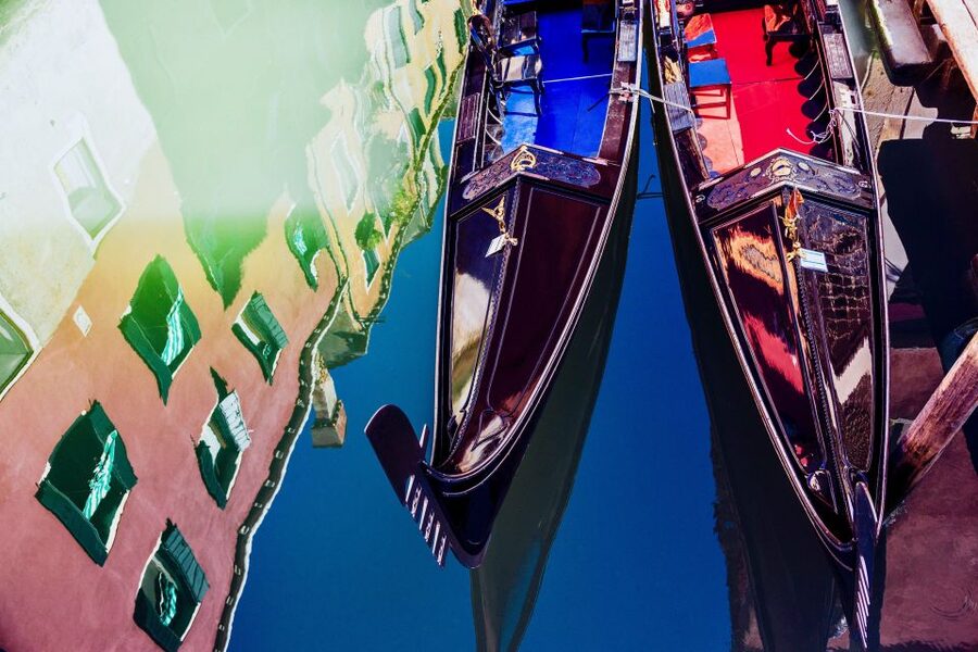 Venice: Shared Gondola Ride through the Lagoon City - San Moisè Church and Teatro La Fenice at canal level